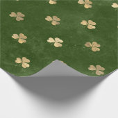 Elegant Green en Gold Shamrock St Patrick's Day Cadeaupapier (Hoek)