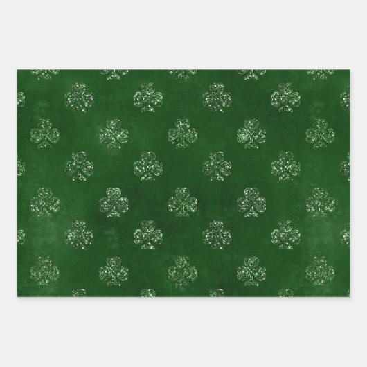 Elegant Green en Gold Shamrock St Patrick's Day Inpakpapier Vel (Voorkant 3)