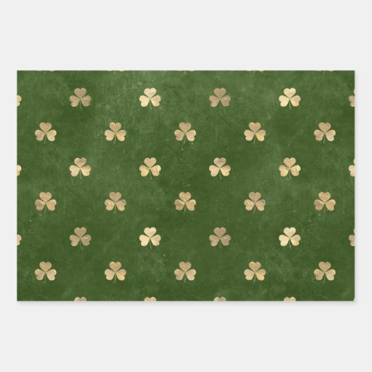 Elegant Green en Gold Shamrock St Patrick's Day Inpakpapier Vel (Voorkant 2)