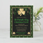 Elegant Green en Gold Shamrock St Patrick's Day Kaart (Staand voorkant)