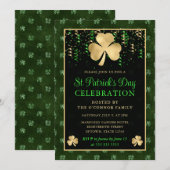 Elegant Green en Gold Shamrock St Patrick's Day Kaart (Voorkant / Achterkant)