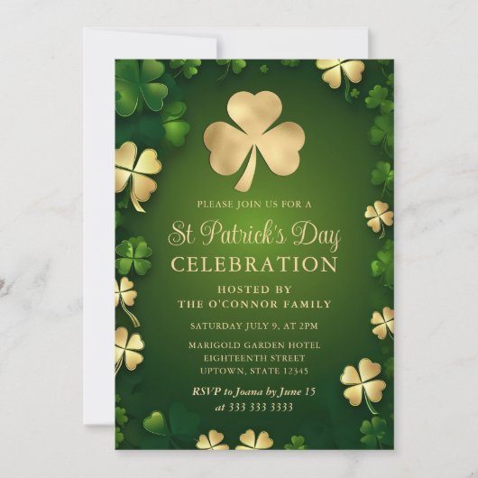 Elegant Green en Gold Shamrock St Patrick's Day Kaart (Voorkant)