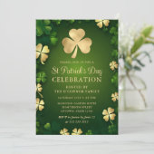 Elegant Green en Gold Shamrock St Patrick's Day Kaart (Staand voorkant)