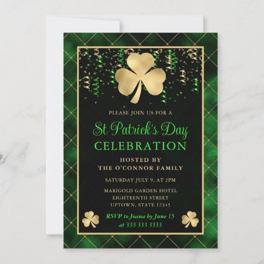 Elegant Green en Gold Shamrock St Patrick's Day Kaart (Voorkant)
