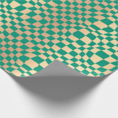 Elegant Green en Gold Wavy Checker Pattern Cadeaupapier (Hoek)