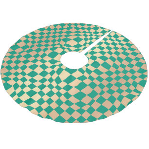 Elegant Green en Gold Wavy Checker Pattern Kerstboom Rok