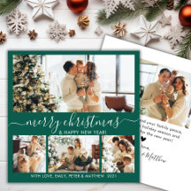 Elegant Green en White 4 Photo Collage Kerstmis
