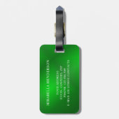 Elegant Green en White Custom Name Bagagelabel (Achterkant verticaal)