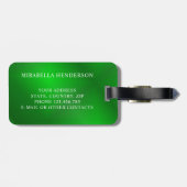 Elegant Green en White Custom Name Bagagelabel (Achterkant horizontaal)