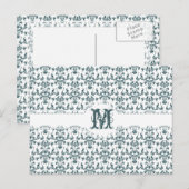 Elegant Green en White  Victoriaans Damask Briefkaart (Voorkant / Achterkant)