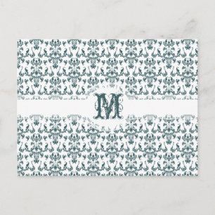 Elegant Green en White  Victoriaans Damask Briefkaart