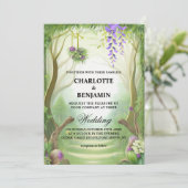 Elegant Green Enchanted Forest Wedding Kaart (Staand voorkant)