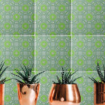 Elegant Green Ethnic Boho Mosaic Geometric Pattern Tegeltje<br><div class="desc">Uniek elegant decoratief ontwerp voor tegel met een naadloos patroon van geometrische vormen in tinten groen en beige.</div>