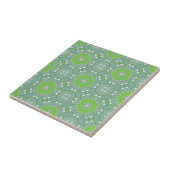 Elegant Green Ethnic Boho Mosaic Geometric Pattern Tegeltje (Zijkant)