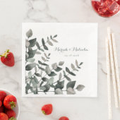Elegant Green Eucalyptus Bouquet Wedding Paper Din Servet (Insitu)