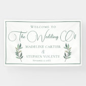 Elegant Green Eucalyptus Leaf Fall Weddenschap Wel Spandoek (Horizontaal)