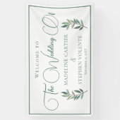 Elegant Green Eucalyptus Leaf Fall Weddenschap Wel Spandoek (Verticaal)