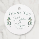 Elegant Green Eucalyptus Leaf Fall Wedding Party Bedankjes Labels (Voorkant)
