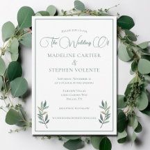 Elegant Green Eucalyptus Leaf Modern Fall Wedding