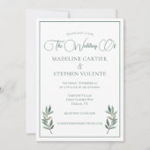 Elegant Green Eucalyptus Leaf Modern Fall Wedding Kaart (Voorkant)