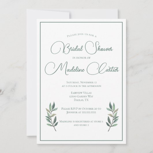 Elegant Green Eucalyptus Leaf Modern Vrijgezellenf Kaart (Voorkant)