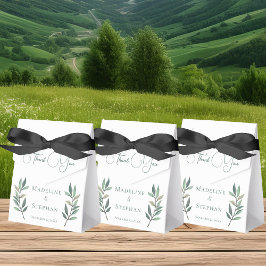 Elegant Green Eucalyptus Leaf Simple Fall Wedding Bedankdoosjes