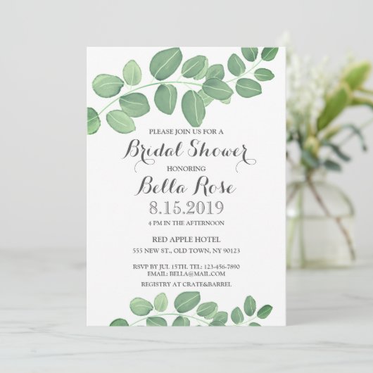 Elegant Green Eucalyptus Leafs Vrijgezellenfeest K Kaart (Staand voorkant)