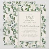 Elegant Green Eucalyptus Leaves 18th Birthday Kaart (Voorkant / Achterkant)