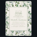 Elegant Green Eucalyptus Leaves 80th Birthday Kaart<br><div class="desc">Elegante en stijlvolle groene eucalyptusbladeren op roomkleurige uitnodiging voor vrouwen op de 80ste verjaardag.</div>
