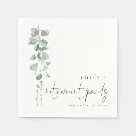 Elegant Green Eucalyptus Name Retirement Party Servet