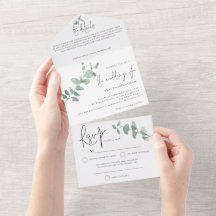 Elegant Green Eucalyptus Script Weddenschap