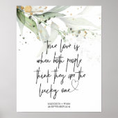 Elegant Green Eucalyptus Weddenschap True Love Wel Poster (Voorkant)