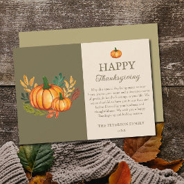 Elegant Green Fall Pumpkin Happy Thanksgiving Card Feestdagenkaart