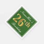 Elegant Green, Faux Gold 26th Birthday + naam Servet (Hoek)