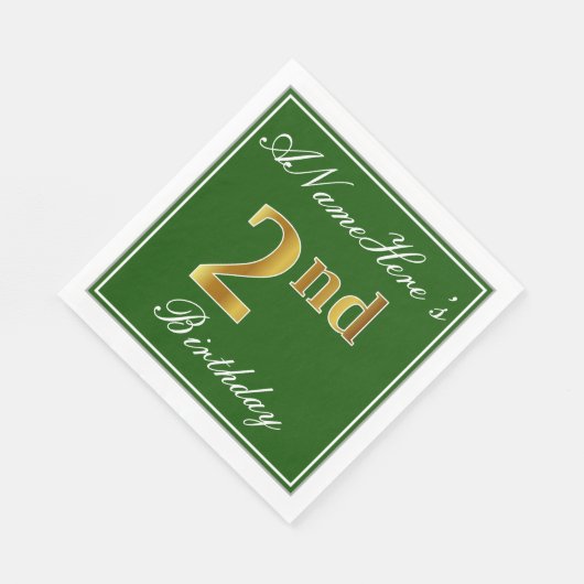 Elegant Green, Faux Gold 2e verjaardag; aangepaste Servetten (Hoek)