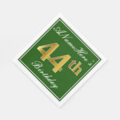 Elegant Green, Faux Gold 44th Birthday + naam Servet (Hoek)