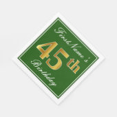Elegant Green, Faux Gold 45th Birthday + naam Servetten (Hoek)