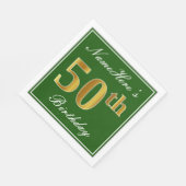 Elegant Green, Faux Gold 50th Birthday + naam Servetten (Hoek)
