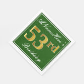Elegant Green, Faux Gold 53rd Birthday + naam Servet (Hoek)