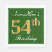 Elegant Green, Faux Gold 54th Birthday + naam Servet (Voorkant)