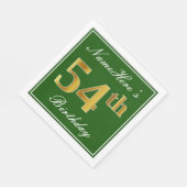 Elegant Green, Faux Gold 54th Birthday + naam Servet (Hoek)