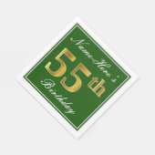 Elegant Green, Faux Gold 55th Birthday + naam Servetten (Hoek)