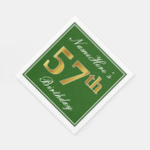Elegant Green, Faux Gold 57th Birthday + naam Servet (Hoek)