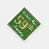 Elegant Green, Faux Gold 59th Birthday + naam Servet (Hoek)