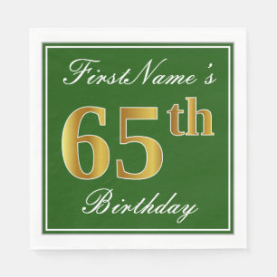 Elegant Green, Faux Gold 65th Birthday + Naam Servetten