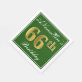 Elegant Green, Faux Gold 66th Birthday + naam Servet (Hoek)