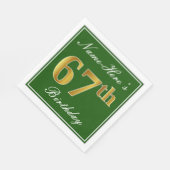 Elegant Green, Faux Gold 67th Birthday + Naam Servet (Hoek)