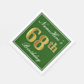 Elegant Green, Faux Gold 68th Birthday + naam Servet (Hoek)