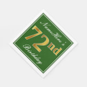 Elegant Green, Faux Gold 72e verjaardag + naam Servetten (Hoek)