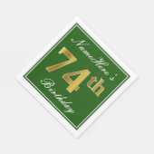Elegant Green, Faux Gold 74th Birthday + naam Servet (Hoek)